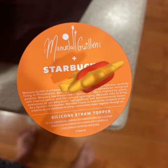 🆕 STARBUCKS -Manuela Guillén 24oz Tumbler with ❤️Silicone straw topper - Picture 7 of 7